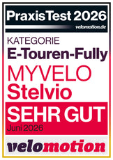 velomotion Praxis Test 2026 - Auszeichnung: Sehr gut in der Kategorie E-Touren-Fully
